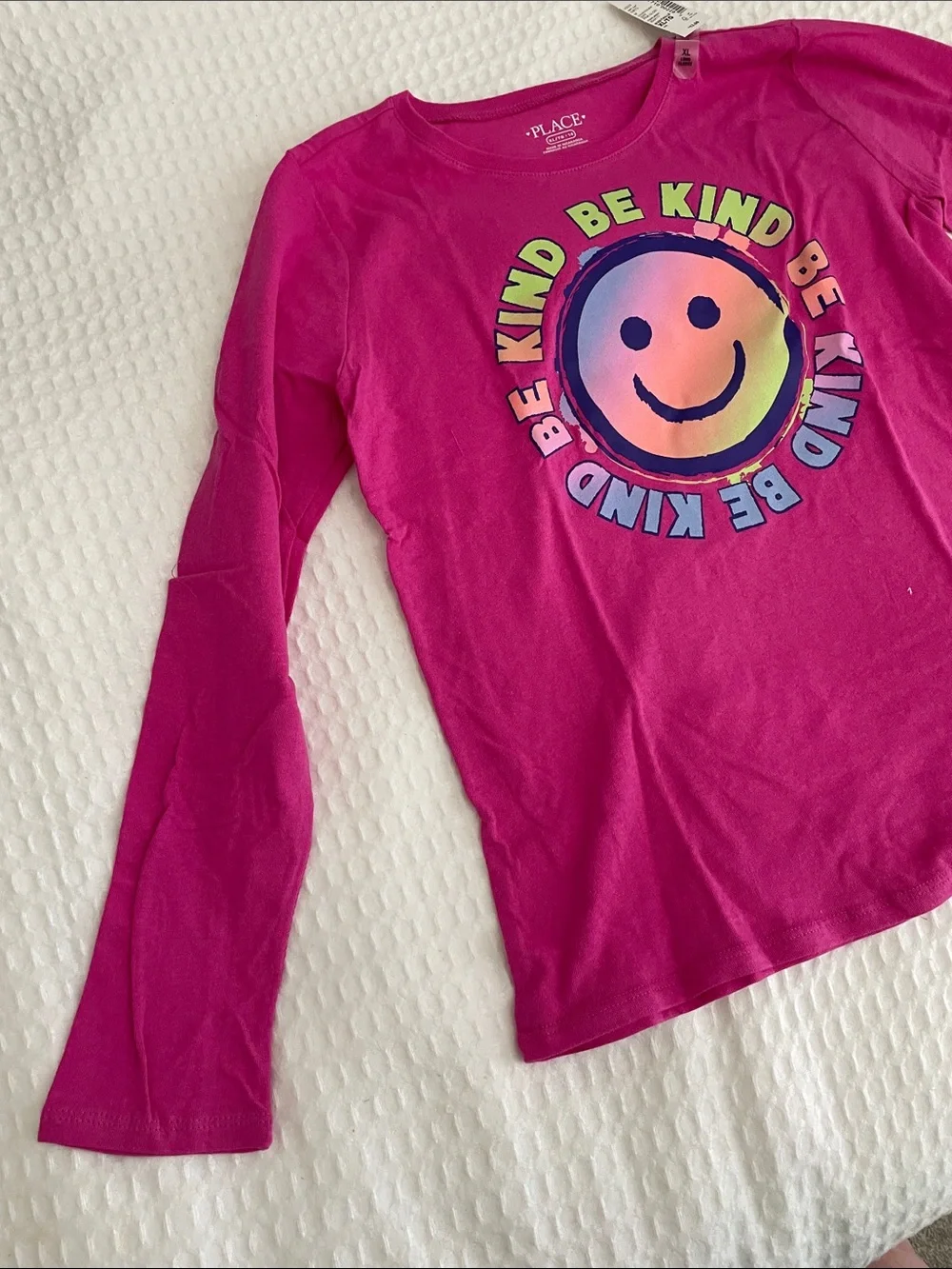 The Children's Place Bright Pink 'Be Kind' Rainbow Smile Long Sleeve Tee